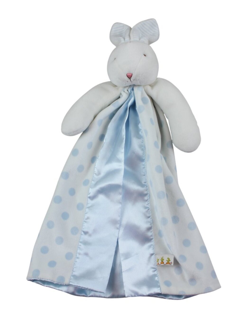 Carrots Bunnies By the Bay Security Blanket Lovey Blue White Satin Bunny Baby